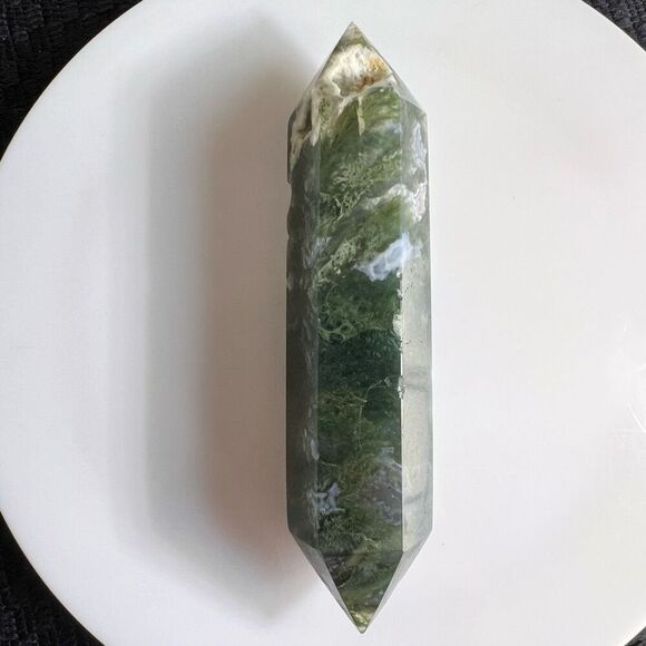 Moss Agate Crystal‎ Double Terminated Point (#10) - Picture 11 of 11